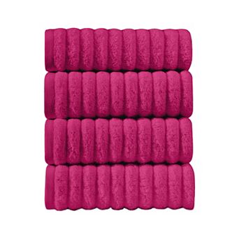 Elegant Comfort 4 Pack Premium Turkish Cotton Corduroy Stripe Hand Towel Set, 16 x 28 inch