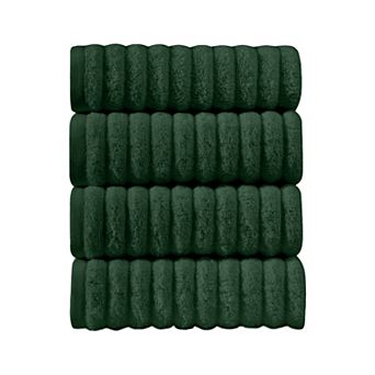 Elegant Comfort 4 Pack Premium Turkish Cotton Corduroy Stripe Hand Towel Set, 16 x 28 inch