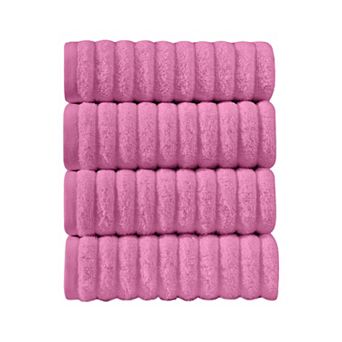 Elegant Comfort 4 Pack Premium Turkish Cotton Corduroy Stripe Hand Towel Set, 16 x 28 inch