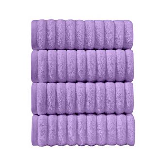 Elegant Comfort 4 Pack Premium Turkish Cotton Corduroy Stripe Hand Towel Set, 16 x 28 inch
