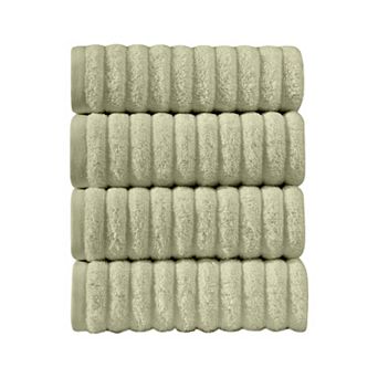 Elegant Comfort 4 Pack Premium Turkish Cotton Corduroy Stripe Hand Towel Set, 16 x 28 inch
