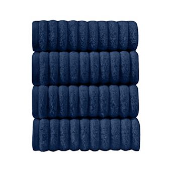 Elegant Comfort 4 Pack Premium Turkish Cotton Corduroy Stripe Hand Towel Set, 16 x 28 inch