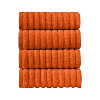 Elegant Comfort 4 Pack Premium Turkish Cotton Corduroy Stripe Hand Towel Set, 16 x 28 inch