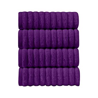 Elegant Comfort 4 Pack Premium Turkish Cotton Corduroy Stripe Hand Towel Set, 16 x 28 inch
