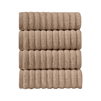Elegant Comfort 4 Pack Premium Turkish Cotton Corduroy Stripe Hand Towel Set, 16 x 28 inch