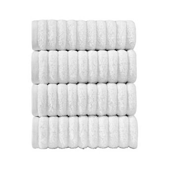 Elegant Comfort 4 Pack Premium Turkish Cotton Corduroy Stripe Hand Towel Set, 16 x 28 inch