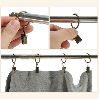 Curtain Rings with Clips for Hanging Curtains and Shower Curtain 10 Pcs 1.61"