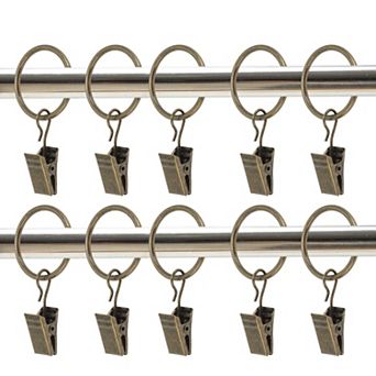 Curtain Rings with Clips for Hanging Curtains and Shower Curtain 10 pc 1.61"