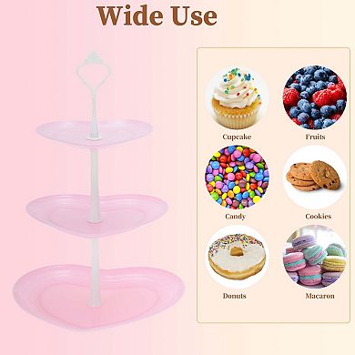 3-Layer Heart-shaped Cake Display Holder with Layered Serving Tray for Pastries 1 Set