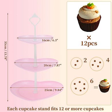 3-Layer Heart-shaped Cake Display Holder with Layered Serving Tray for Pastries 1 Set
