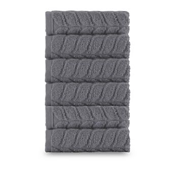 Elegant Comfort 6 pack premium turkish cotton braided washcloths set 13 x 13 inch