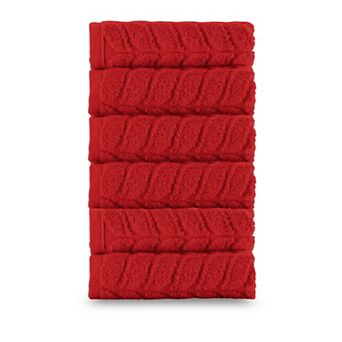 Elegant Comfort 6 pack premium turkish cotton braided washcloths set 13 x 13 inch