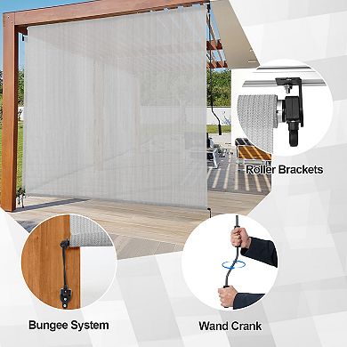 Aoodor Patio Roller Shade HDPE Fabric Outdoor Roll Up Shade with UV Protection