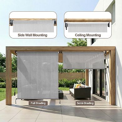 Aoodor Patio Roller Shade HDPE Fabric Outdoor Roll Up Shade with UV Protection
