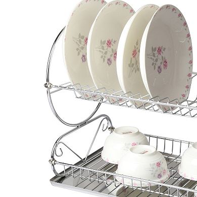 Megachef Pro Chrome Plated 17.5 Inch Two Shelf Dish Rack