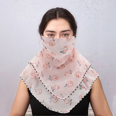 Floral Print Triangle Earloop Neck Gaiter for Outdoor Sports Activities 1 Pc