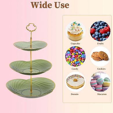 3 Tier Dessert Cupcake Stand Three Petals Design for Donut Fruits 1 Set