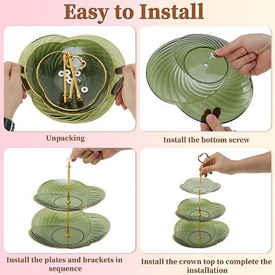 3 Tier Dessert Cupcake Stand Three Petals Design for Donut Fruits 1 Set