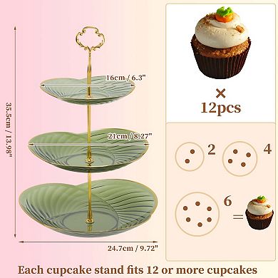 3 Tier Dessert Cupcake Stand Three Petals Design for Donut Fruits 1 Set