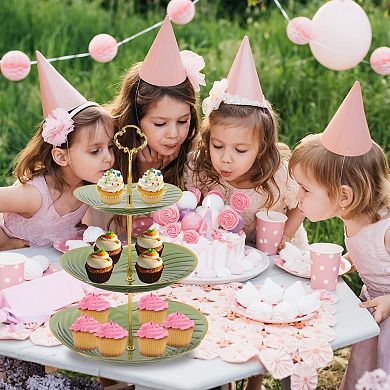 3 Tier Dessert Cupcake Stand Three Petals Design for Donut Fruits 1 Set