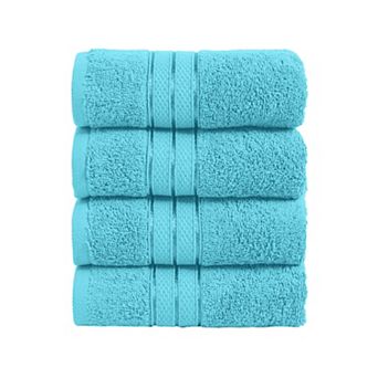 Elegant Comfort 4 Pack Turkish Cotton Three Line Popcorn Hand Towel Set, 16 x 28 inch