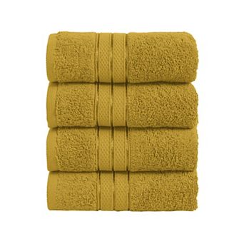 Elegant Comfort 4 Pack Turkish Cotton Three Line Popcorn Hand Towel Set, 16 x 28 inch