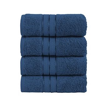 Elegant Comfort 4 Pack Turkish Cotton Three Line Popcorn Hand Towel Set, 16 x 28 inch