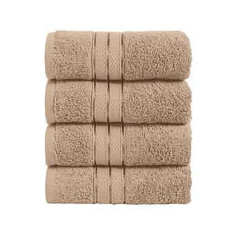 Elegant Comfort 4 Pack Turkish Cotton Three Line Popcorn Hand Towel Set, 16 x 28 inch