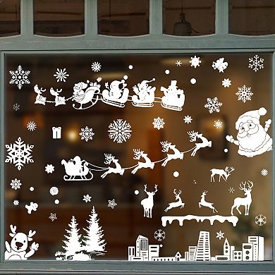 Christmas Decorations City Santa Claus and Deer Christmas Decor for White 1 Set