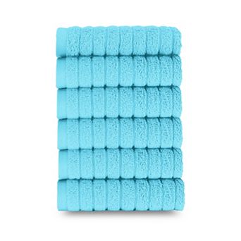Elegant Comfort 6 Pack Premium Turkish Cotton Corduroy Stripe Washcloths Set, 13 x 13 inch
