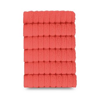 Elegant Comfort 6 Pack Premium Turkish Cotton Corduroy Stripe Washcloths Set, 13 x 13 inch