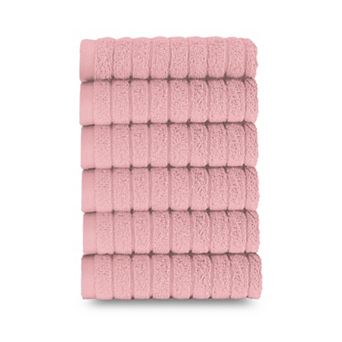 Elegant Comfort 6 Pack Premium Turkish Cotton Corduroy Stripe Washcloths Set, 13 x 13 inch