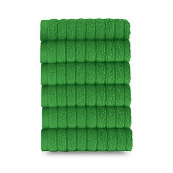 Elegant Comfort 6 Pack Premium Turkish Cotton Corduroy Stripe Washcloths Set, 13 x 13 inch