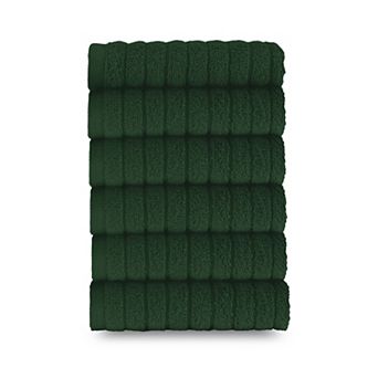 Elegant Comfort 6 Pack Premium Turkish Cotton Corduroy Stripe Washcloths Set, 13 x 13 inch