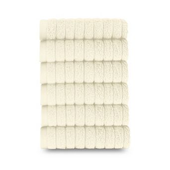 Elegant Comfort 6 Pack Premium Turkish Cotton Corduroy Stripe Washcloths Set, 13 x 13 inch