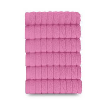 Elegant Comfort 6 Pack Premium Turkish Cotton Corduroy Stripe Washcloths Set, 13 x 13 inch