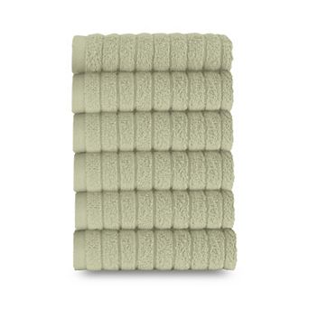 Elegant Comfort 6 Pack Premium Turkish Cotton Corduroy Stripe Washcloths Set, 13 x 13 inch