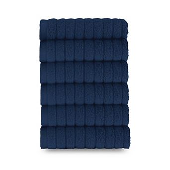 Elegant Comfort 6 Pack Premium Turkish Cotton Corduroy Stripe Washcloths Set, 13 x 13 inch