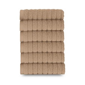 Elegant Comfort 6 Pack Premium Turkish Cotton Corduroy Stripe Washcloths Set, 13 x 13 inch