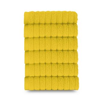 Elegant Comfort 6 Pack Premium Turkish Cotton Corduroy Stripe Washcloths Set, 13 x 13 inch