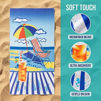 Cartoon Pattern Oversized Beach Towel Sand Free Quick Dry Absorbent Travel Towel 1 Pack 71" x 35"