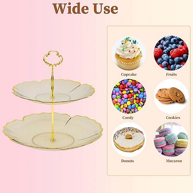 2 Tier Dessert Cupcake Stand Five Petals Design for Donut Fruits 1 Set