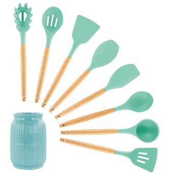 Megachef Pro Silicone and Wood Cooking Utensils, Set of 9