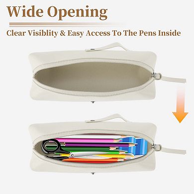 Leather Style Aesthetic Pen Bag Organizer for Office Supplies 1 Pc