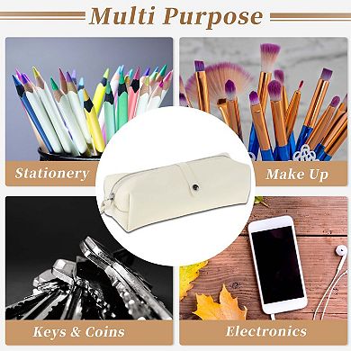 Leather Style Aesthetic Pen Bag Organizer for Office Supplies 1 Pc
