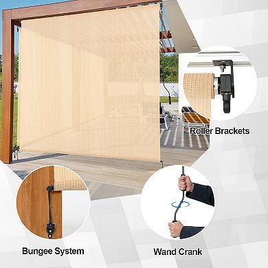 Aoodor Patio Roller Shade HDPE Fabric Outdoor Roll Up Shade with UV Protection