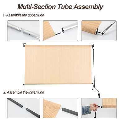 Aoodor Patio Roller Shade HDPE Fabric Outdoor Roll Up Shade with UV Protection