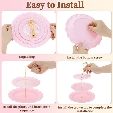 3-Layer Dessert Cupcake Stand Circular with Layered Serving Tray for Pastries 1 Set