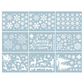 Snowflake Santa Claus Christmas Decor for Windows White 1 Set