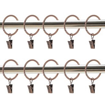 Curtain Rings with Clips for Hanging Curtains and Shower Curtain 10 pc 1.77"